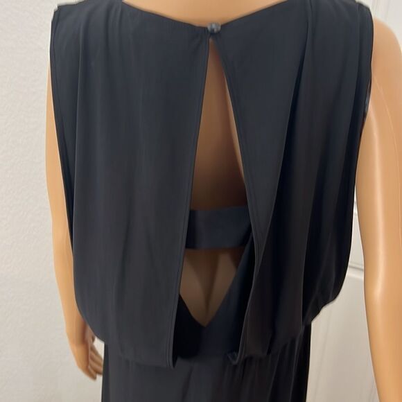 R & M Richards Black Dress Diamond Beaded Neck Maxi Side Zipper - Picture 9 of 14